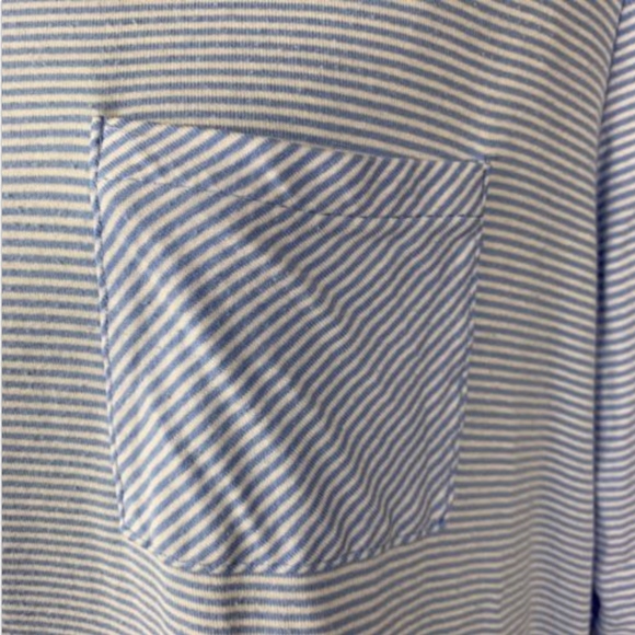 Chico's Striped Pocket Tee Sz M 1 Blue Super Soft - Picture 4 of 8